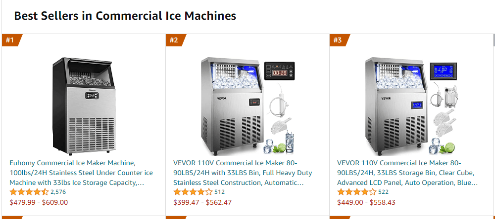 Brand Name vs. Built-For-Amazon Ice Machines